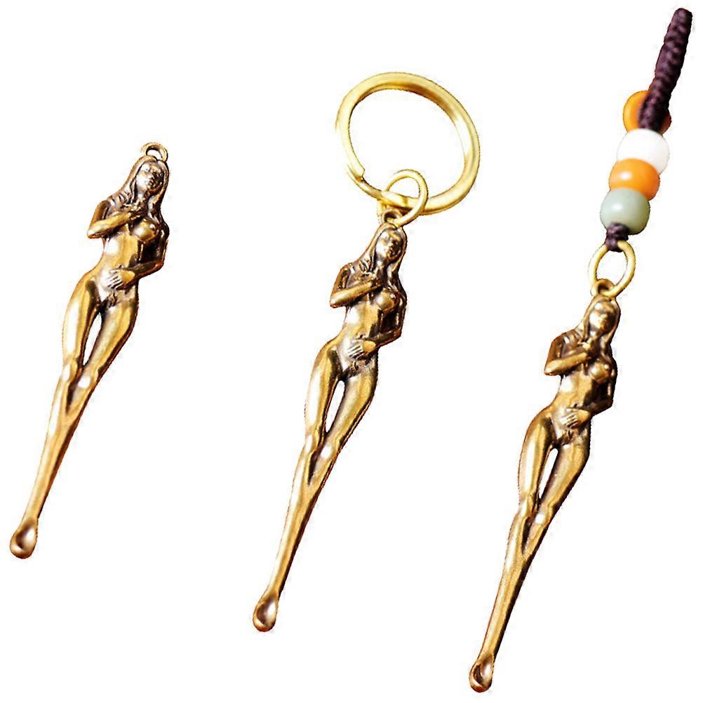 3Pcs Brass Key Hanging Pendant Ear Spoon Buckle for Home Use Accessory