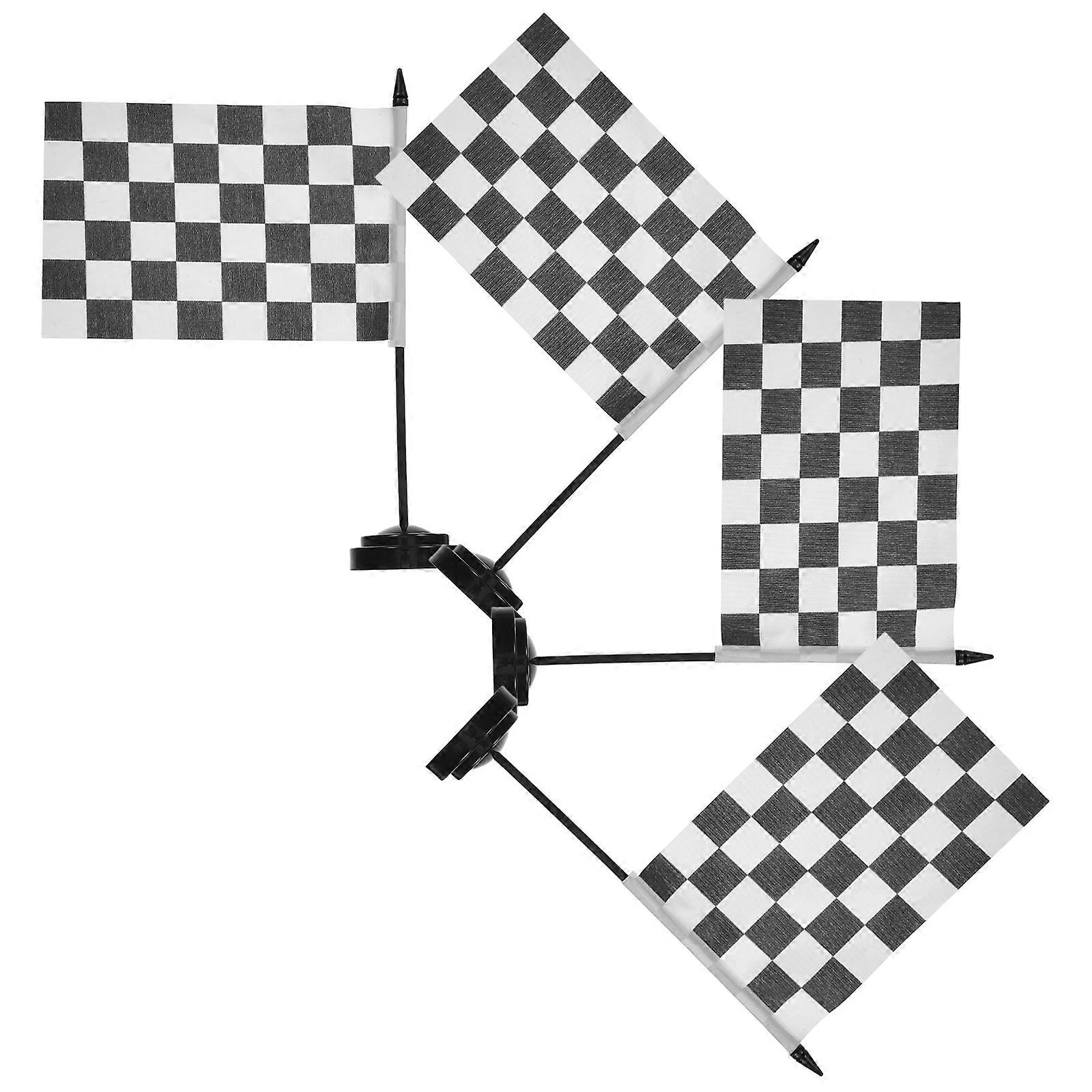 Racing Checkered Flags Desk Flag Set for Decoration 8Pcs Mini Office Flags