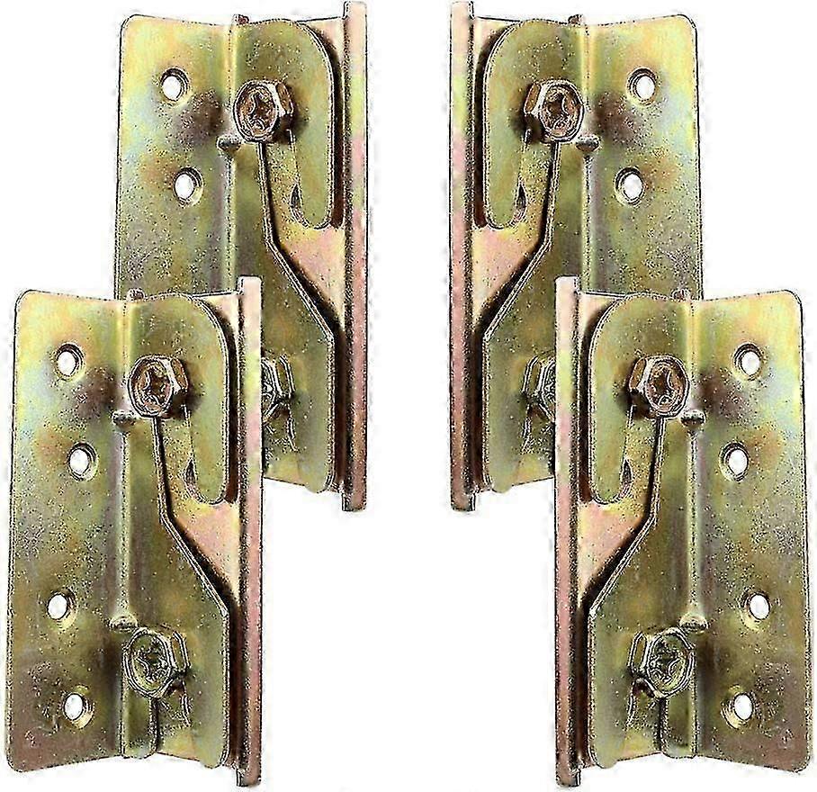 4 Heavy Duty Rust-Proof Mortise-Free Bed Rail Brackets Set with Screws