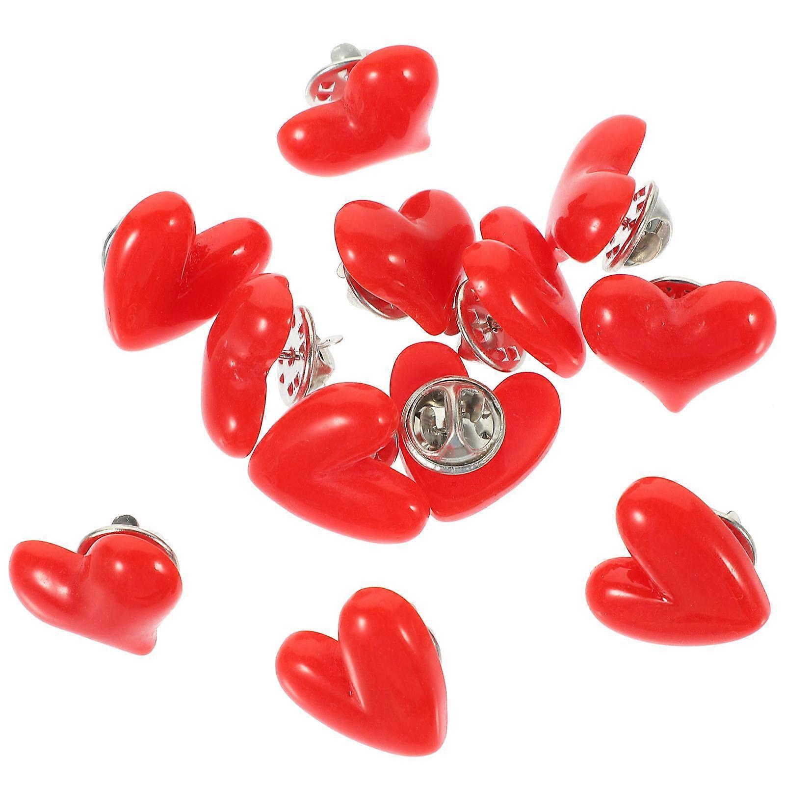 Heart Lapel Pin for Decoration Use 60Pcs Red Valentine Day Brooches