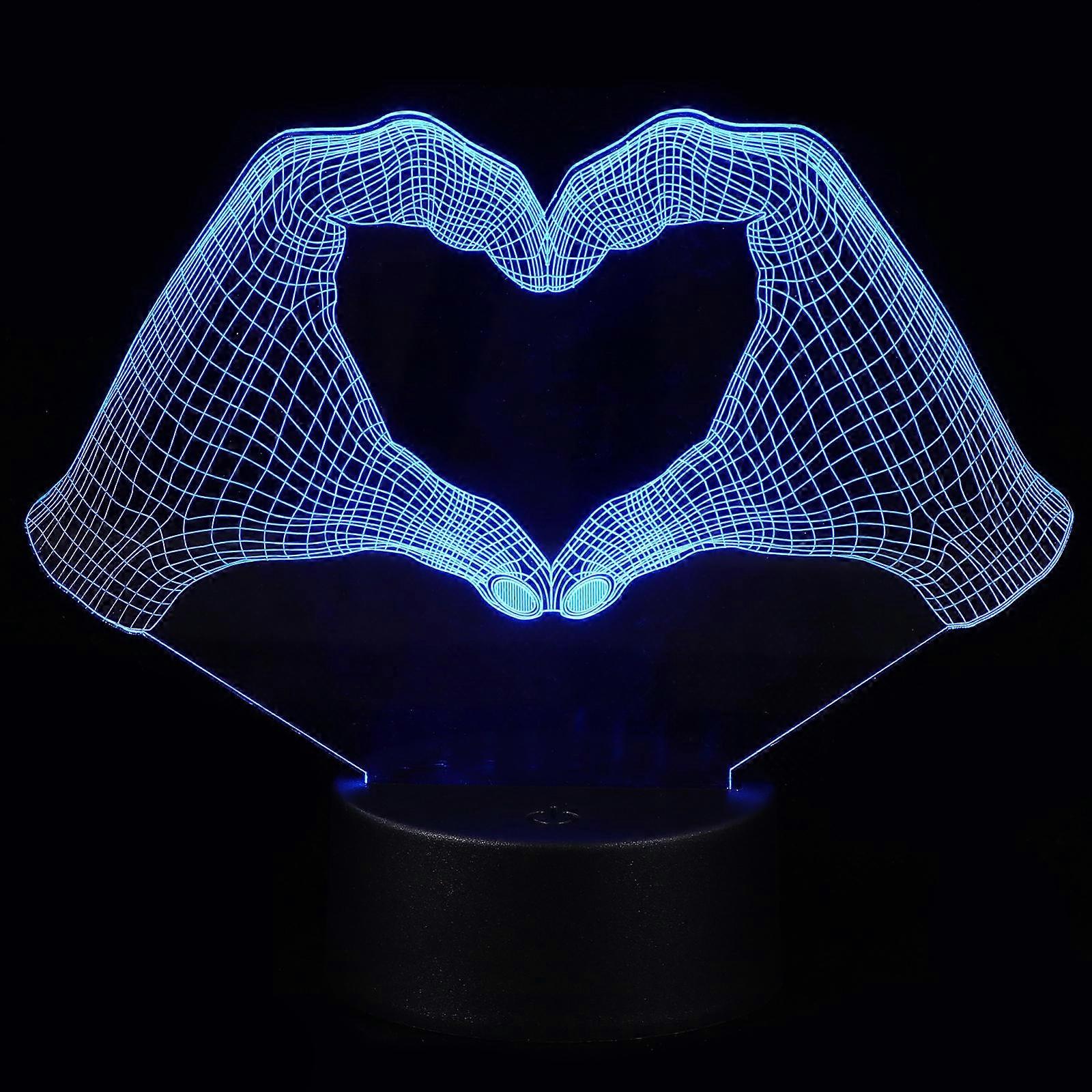 Creative Lamp 3D Heart Light for Decoration 2Pcs Black Acrylic Bedside