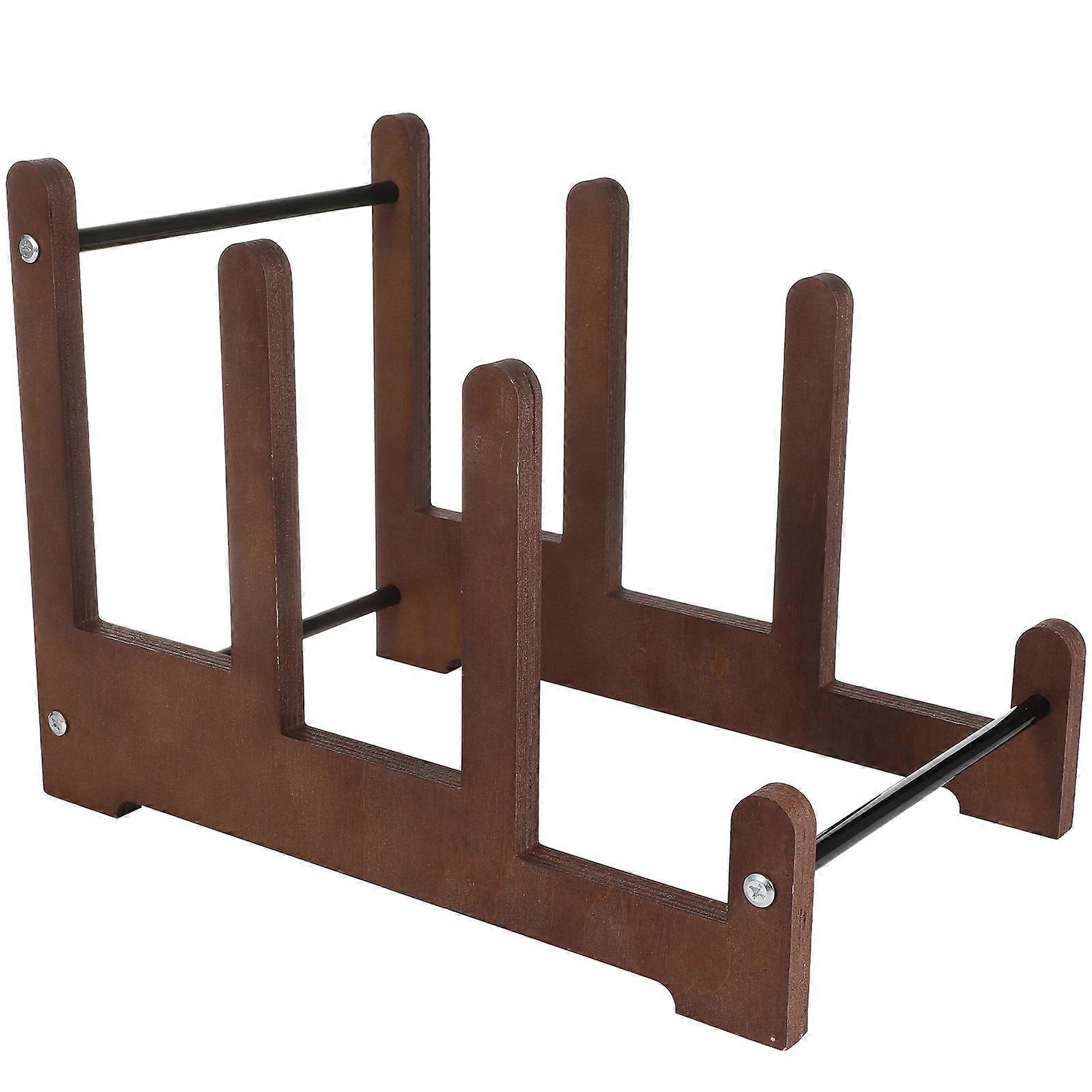Stylish Vinyl Stand Tiered Design Dark Brown Display For Music Enthusiasts 1Pack