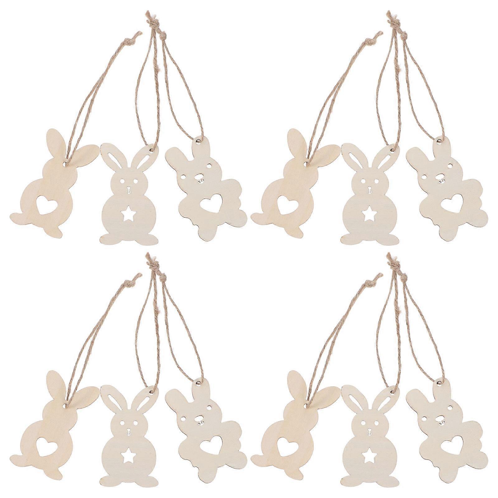 Wooden Easter Bunny Tag Cutouts for Easter Party Use 30Pcs