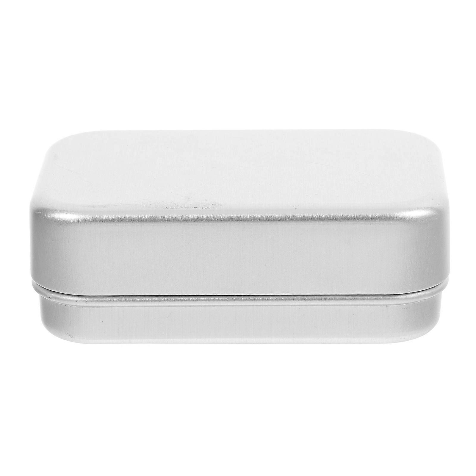 Portable Soap Storage Box With Simple Design 4Pcs Square Aluminum Holder For Travel And Bathroom Use In Silver