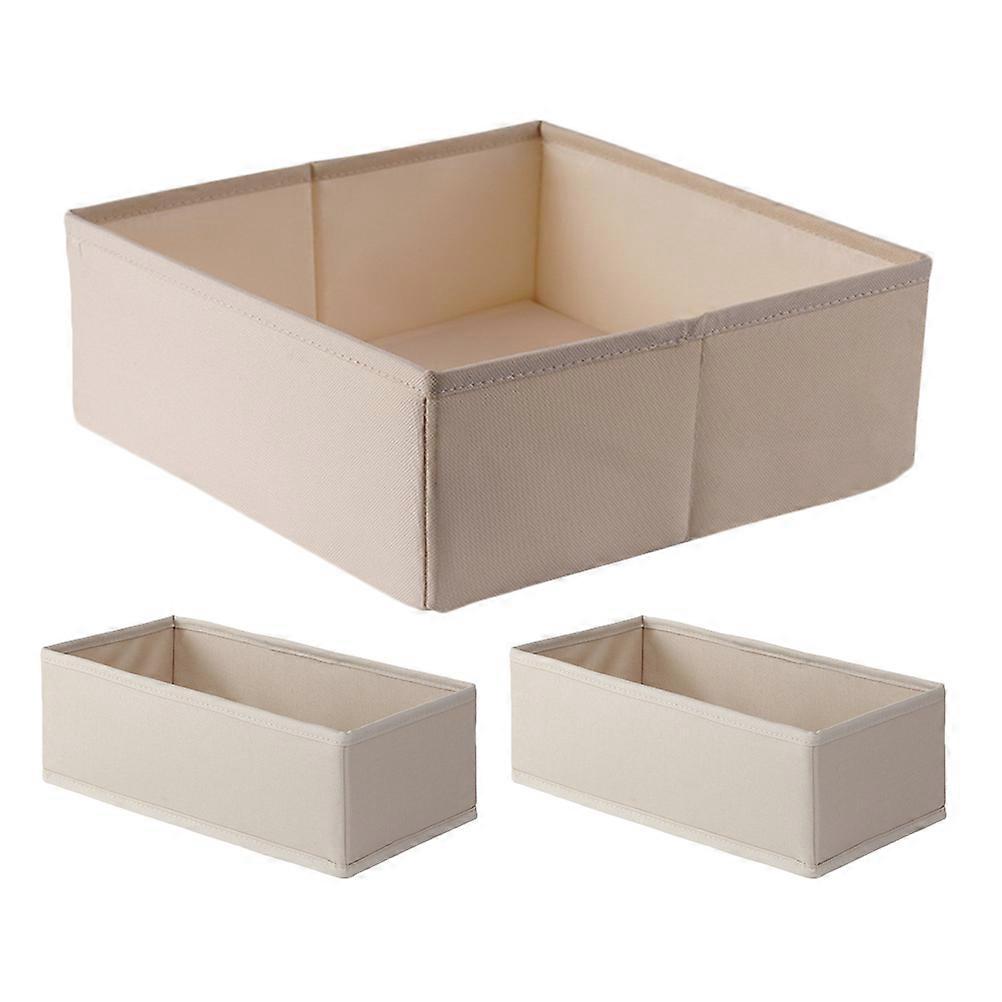Beige Cloth Storage Box for Underwear Organization 3Pcs Drawer Set