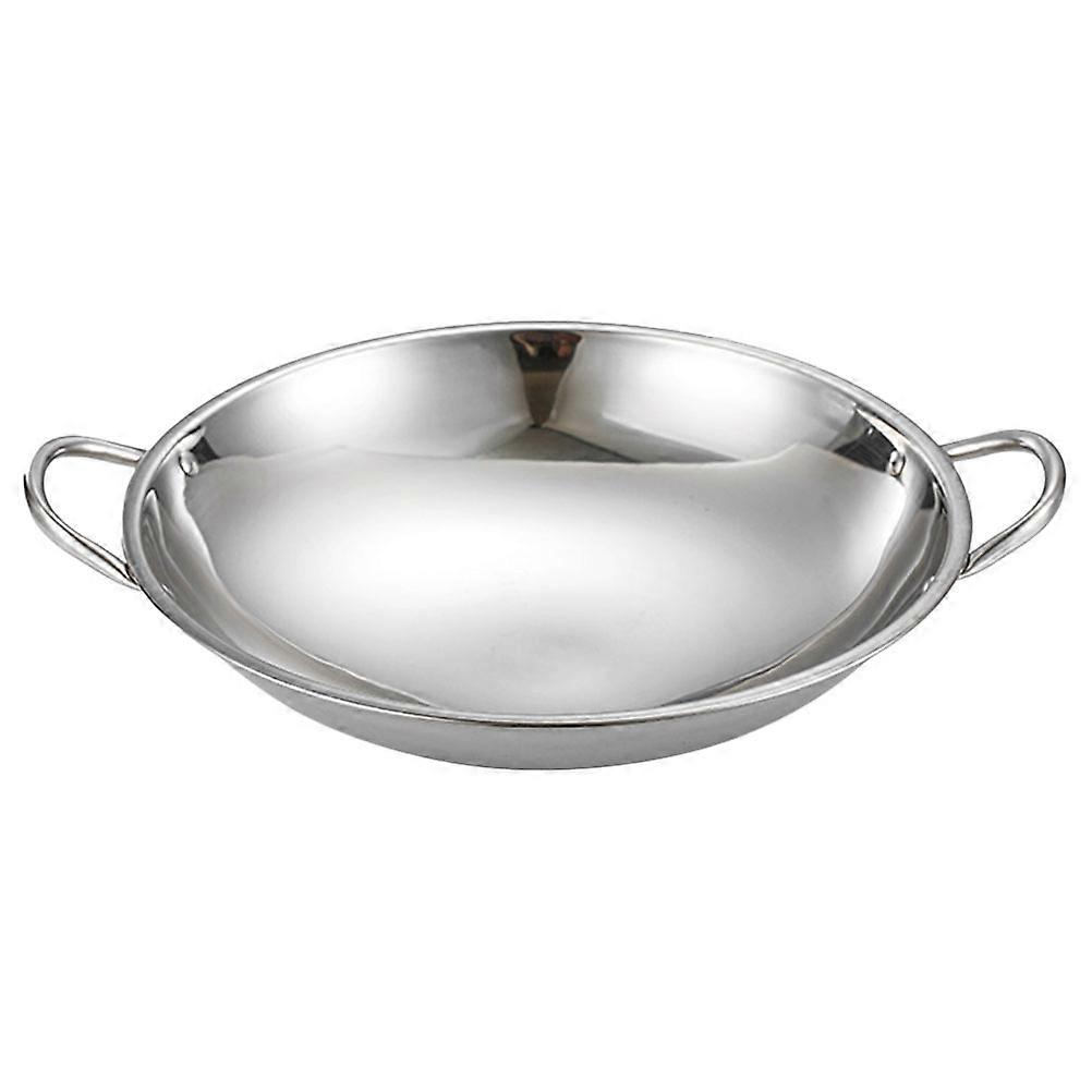 Silver Stainless Steel Pan for Cooking 2Pcs Flat Bottom Kitchen Pot