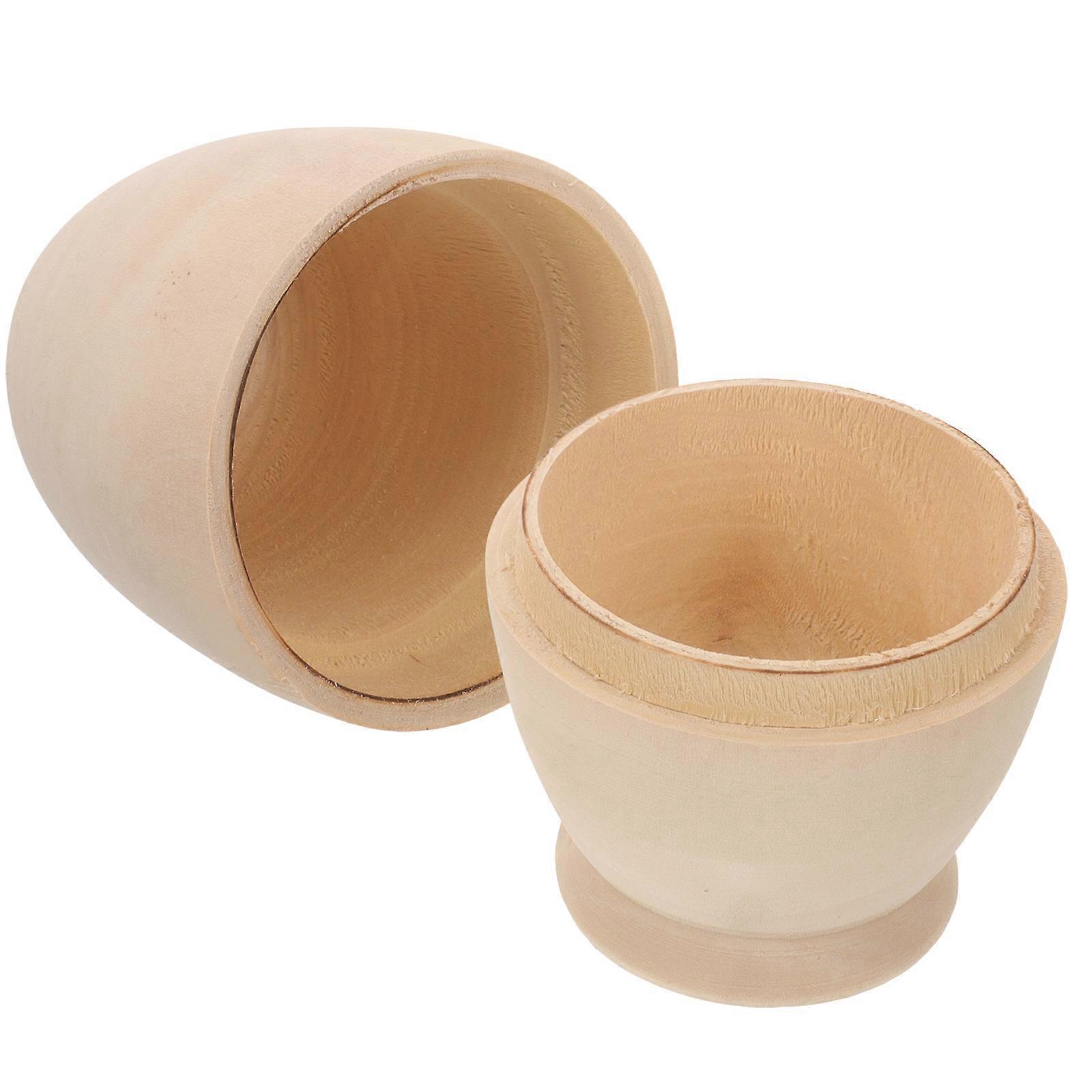 Candy Container Wooden Easter Egg Shape Box for 2Pcs Sweets Storage