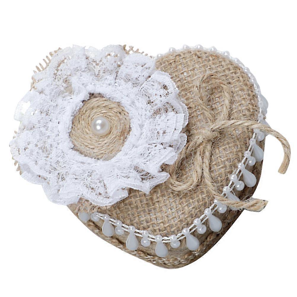 Linen Covered Rustic Ring Box for Engagement Wedding Ceremony 3Pcs Set