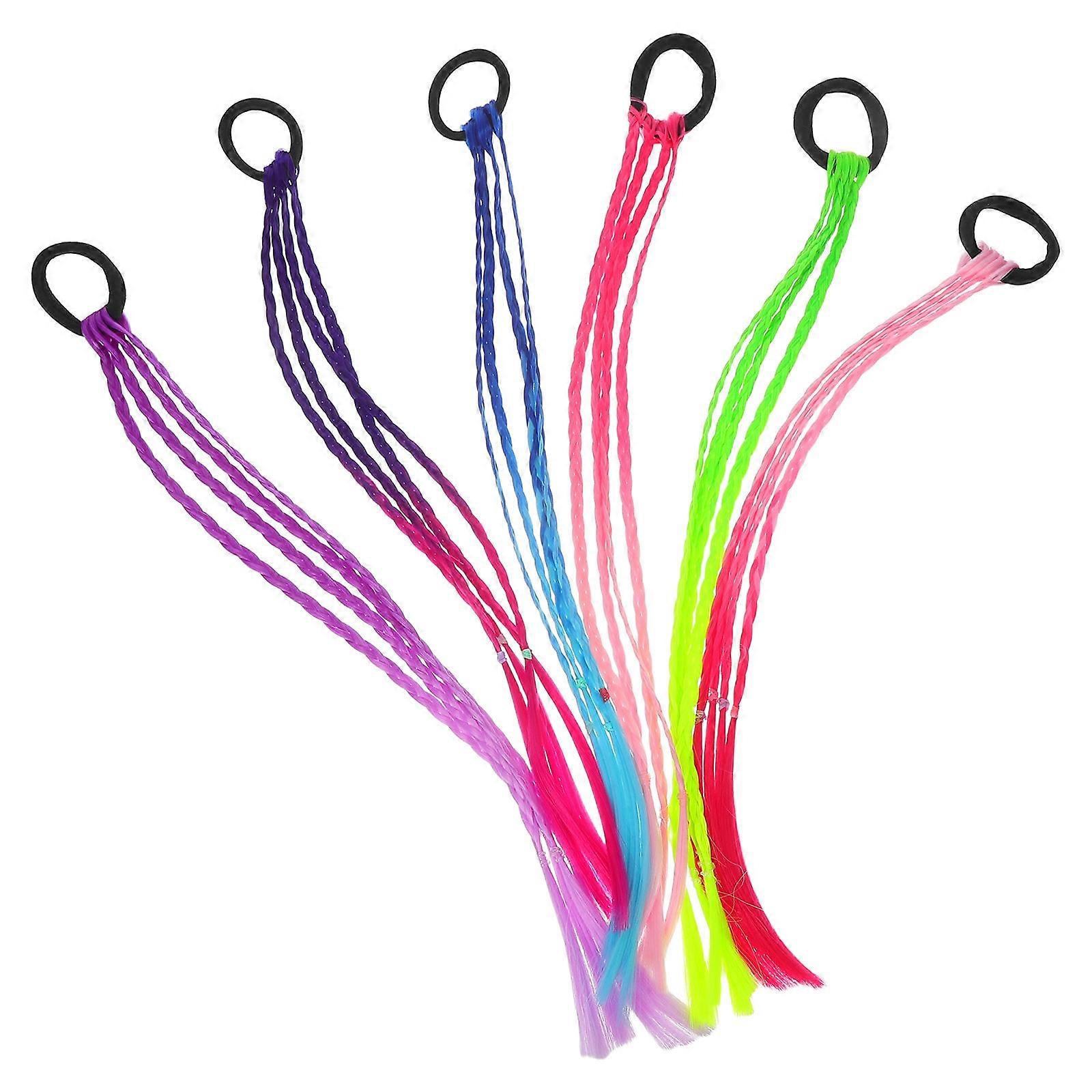 Hair Strings for Girls 1 Set 6Pcs Ponytail Braids Head Ropes Assorted Color Wearable