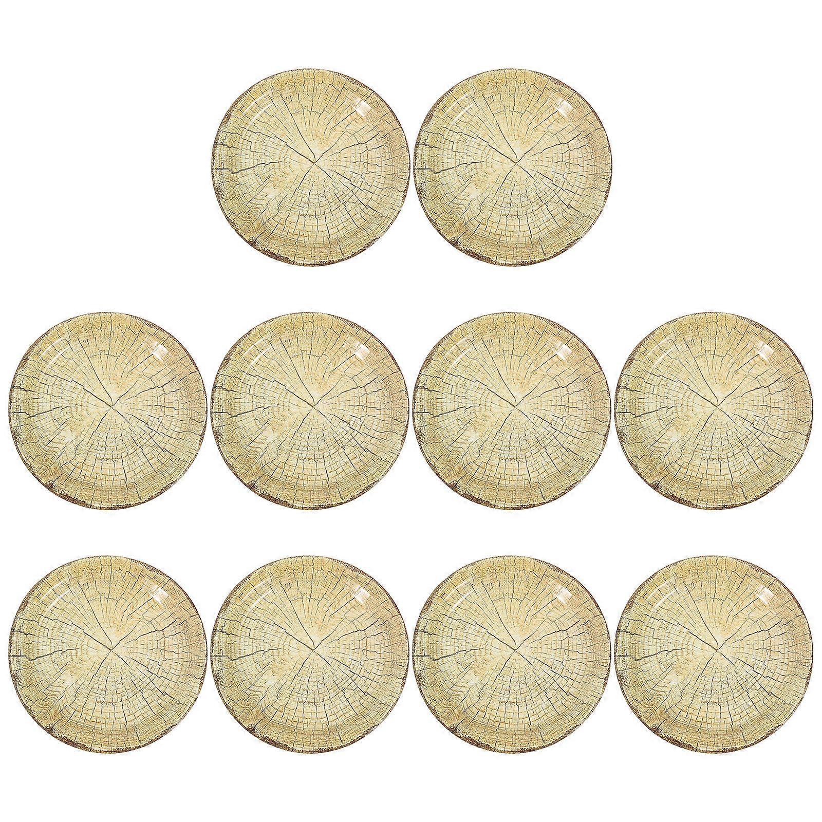 Wood Grain Paper Plates for Dessert Use 10Pcs Paper Plates Party Dinnerware