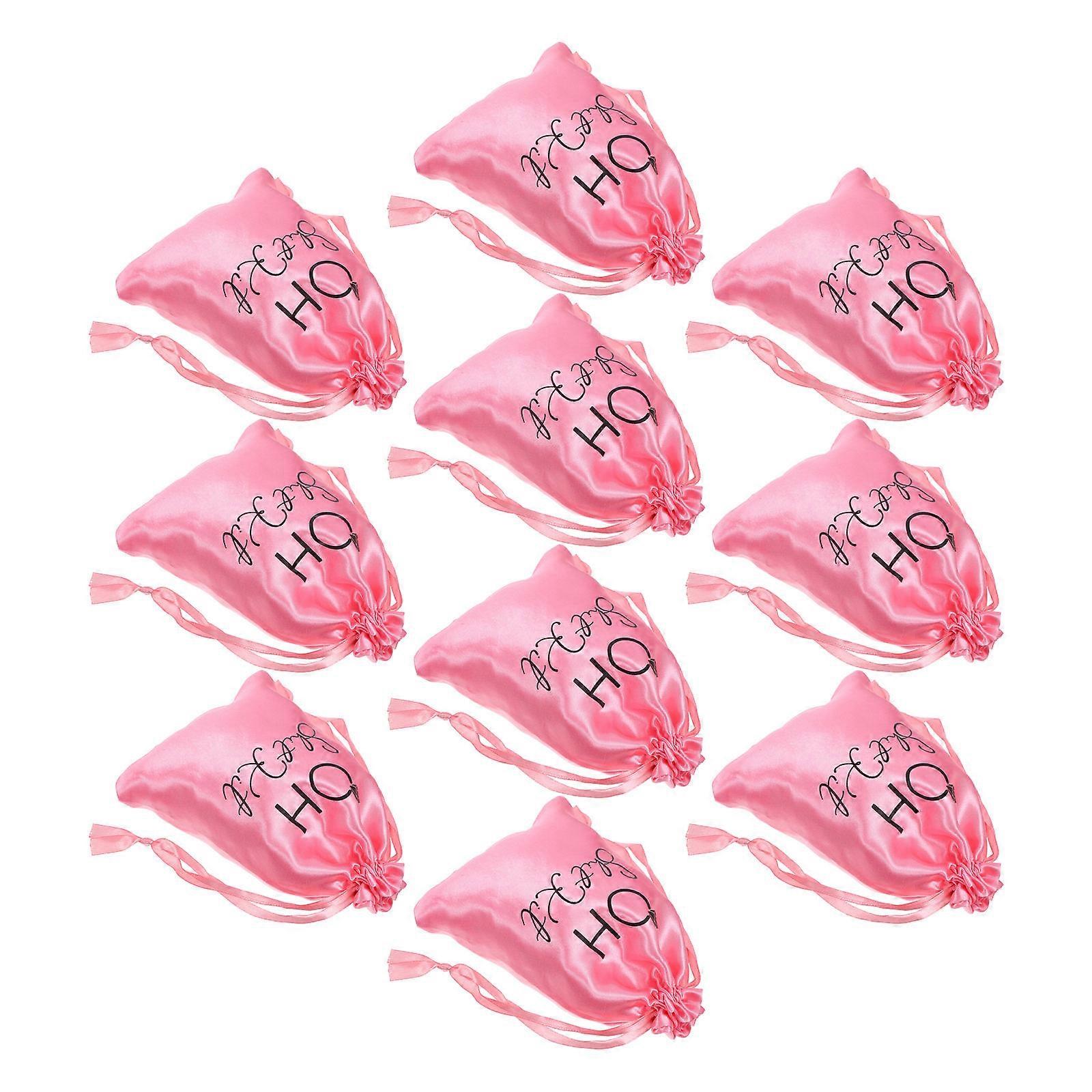 Bachelorette Pouch Hangover Bag Drawstring for Storage 10Pcs Pink Cloth
