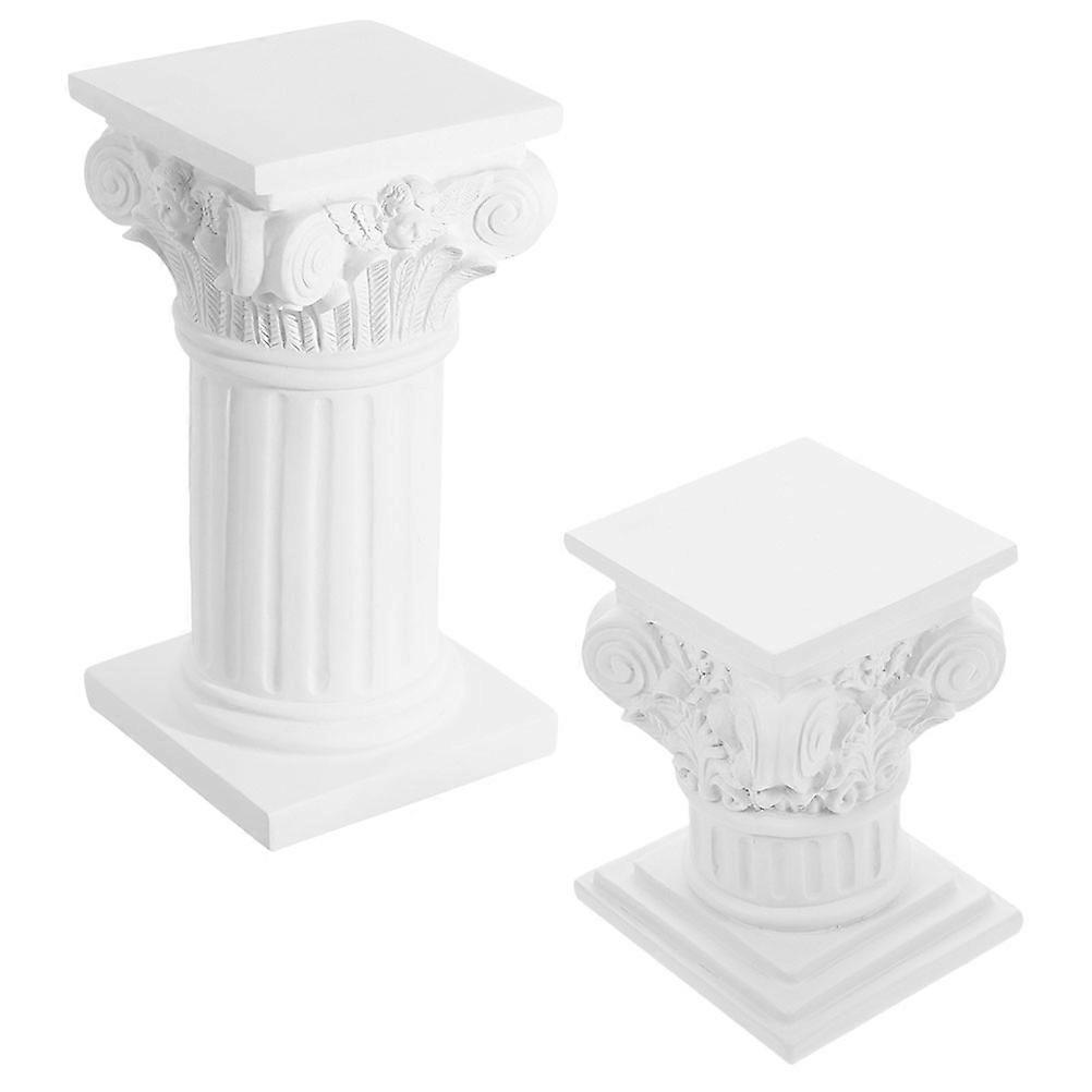 Roman Pillar Decor for Wedding 2Pcs White Resin Statue Columns