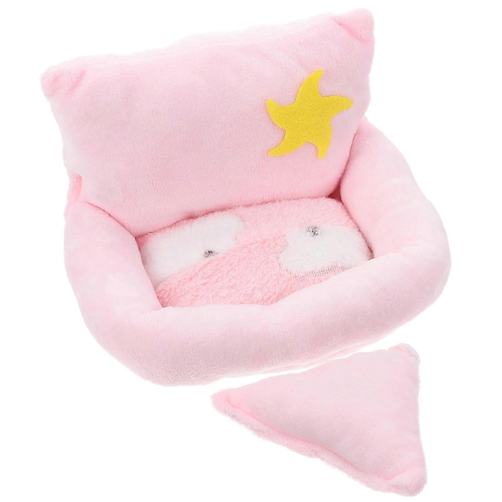 Guinea Pig Toy Sugar Glider Bed for Pet Use 4Pcs Pink Plush Hideout
