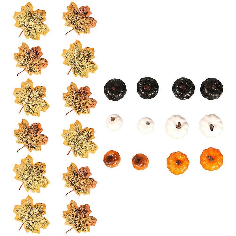 Thanksgiving Day Pumpkin Ornaments and Maple Leaves for 5Sets Decoration