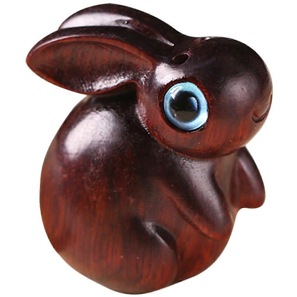 Rabbit Wooden Pendant for Key Chain 2Pcs Dark Red Zodiac Wood Rabbit Charm