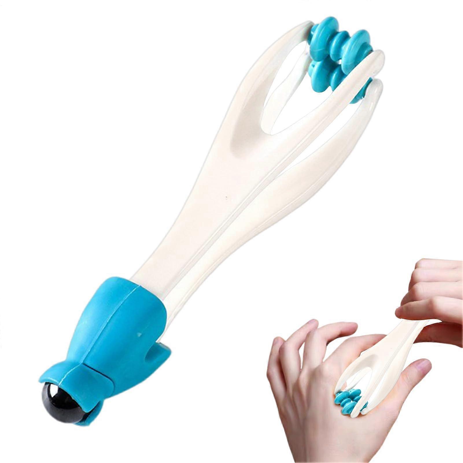 Finger Roller Massage Tool Manual Finger Push Massager Portable Cordless Roller Tool For Home Travel Gym Blue