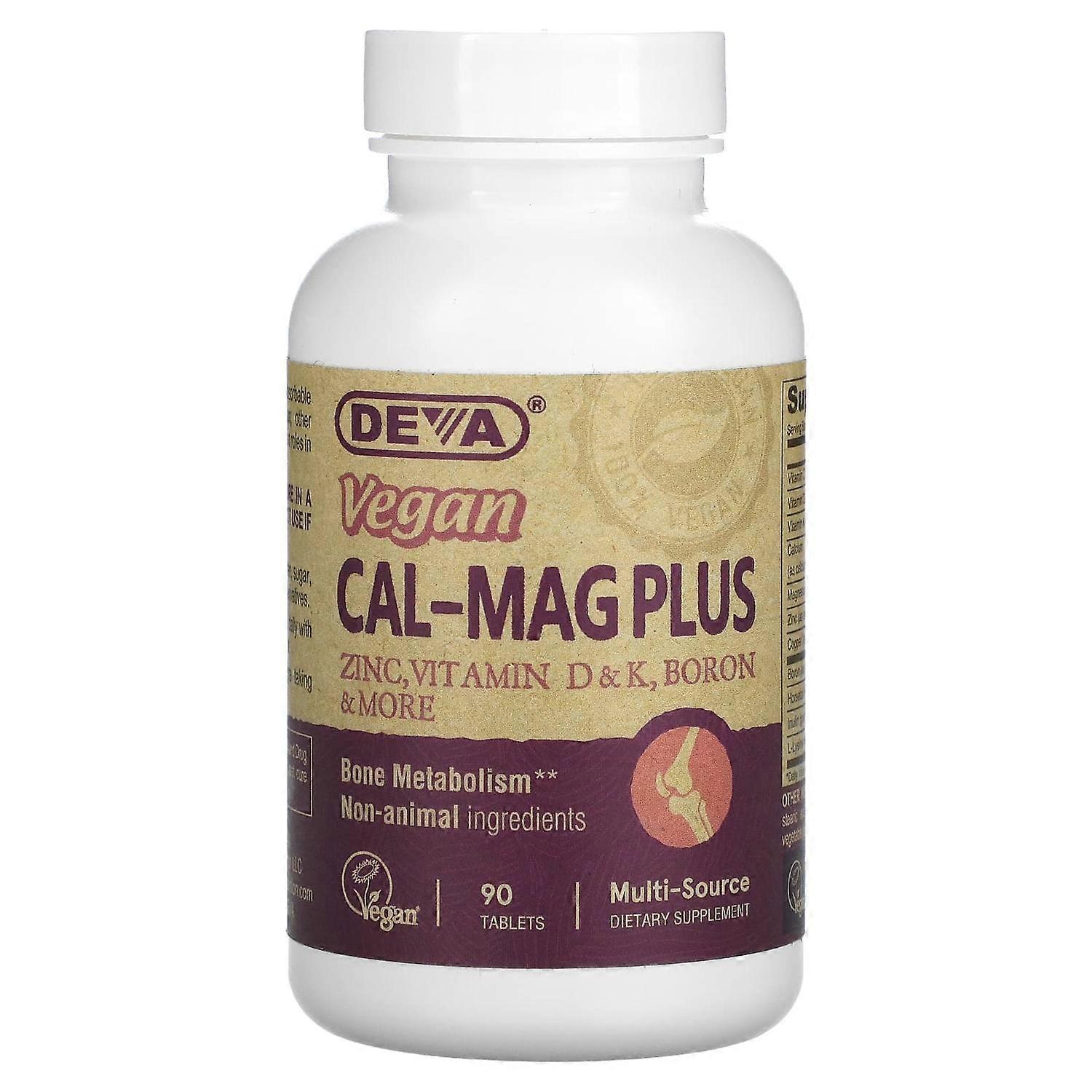 Deva, Vegan Cal-Mag Plus, 90 Tablets