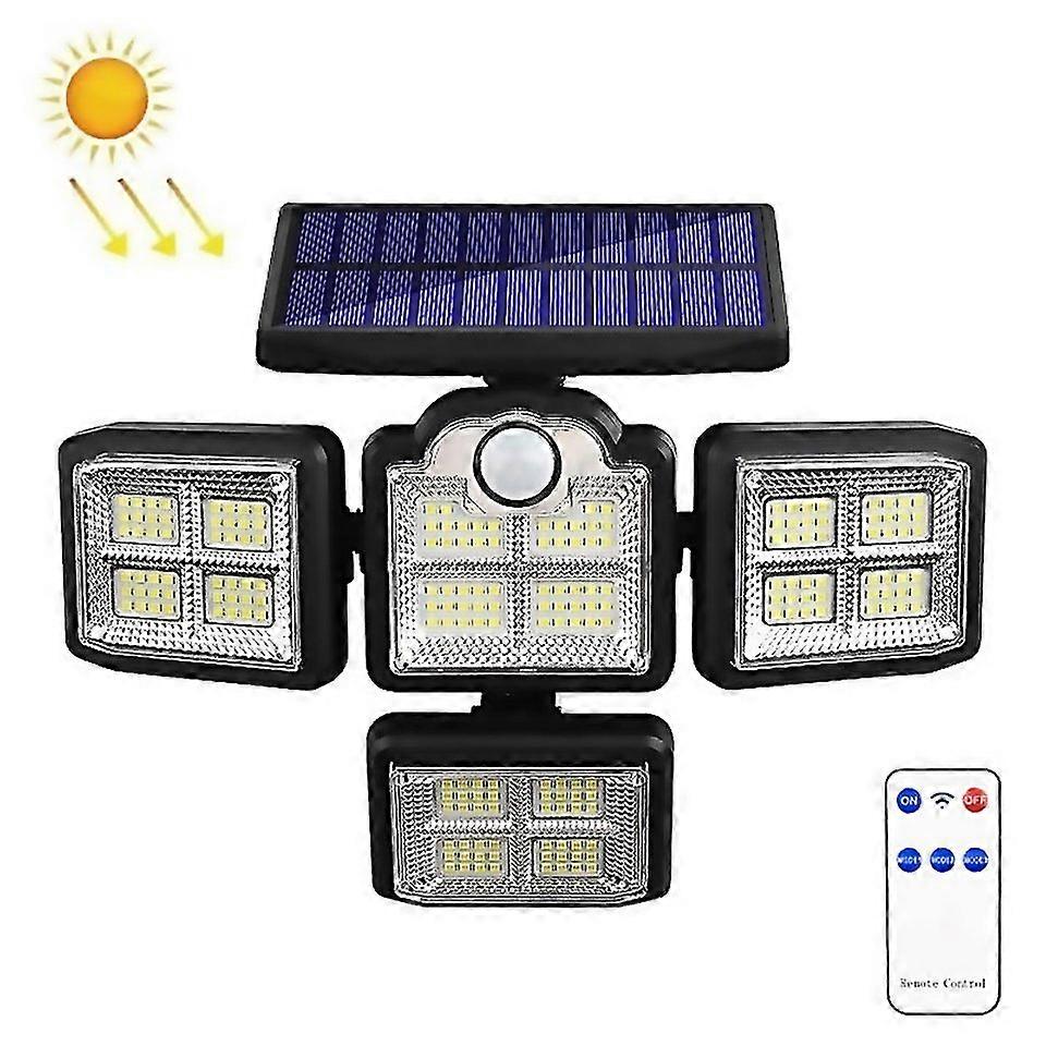 For Tgty085 Solar 4head Rotatable Wall Light With Remote Control Body Sensing Outdoor Waterproof Gar