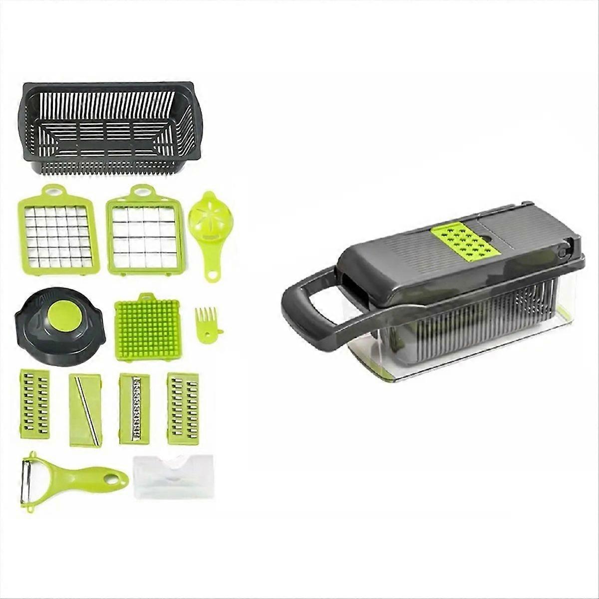 16 in 1 Vegetable Cutter with Container Home Kitchen Multi-Function Vegetable Cutter Portable Easy to Clean