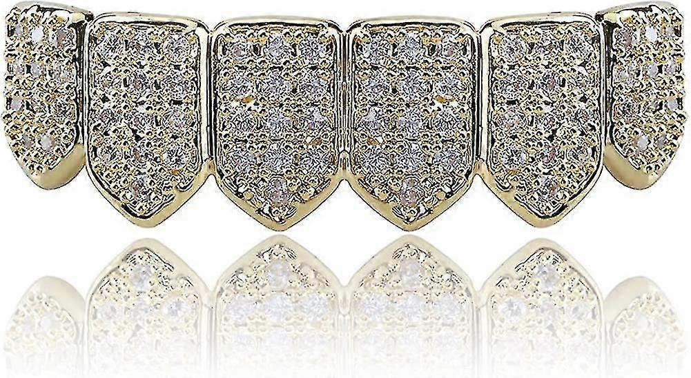 18k Oro Placcato Argento Hip Hop Vampire Fangs Top Bottom Teeth