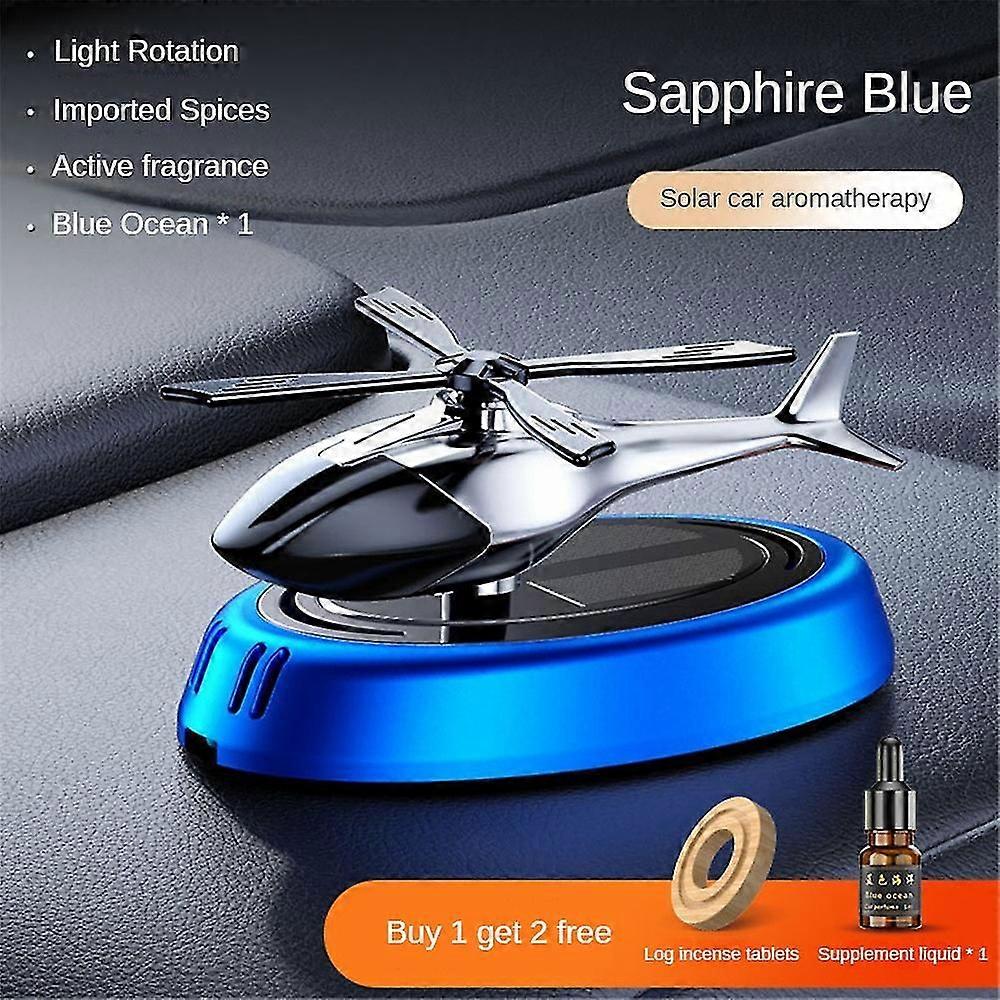 Car Air Freshener Helicopter-shaped Solar Energy Rotating Aromatherapy Diffuser~