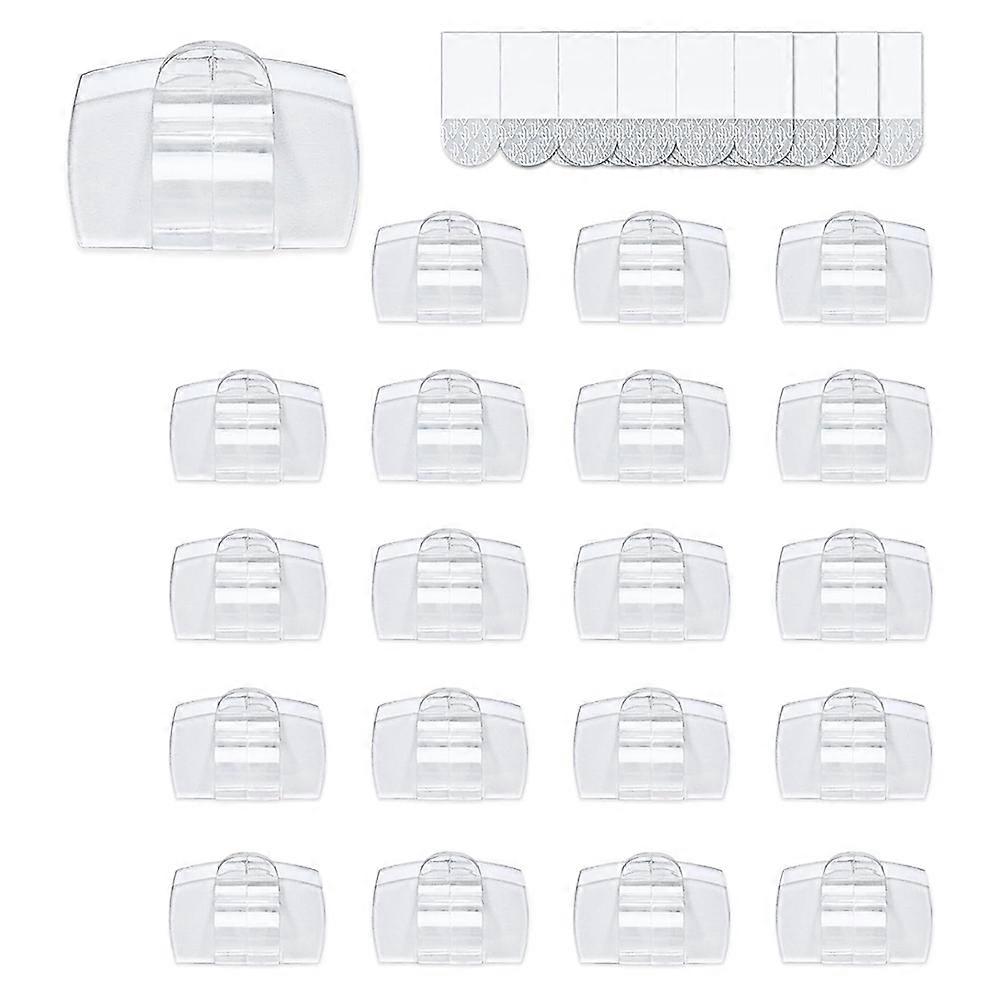 Indoor Large Clear Cord Clips with Adhesive Strips, Damage-Free Wall Hooks 40 Clips+48 Strips