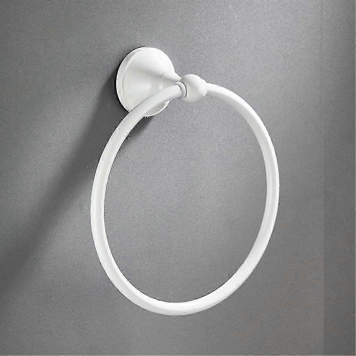 バスルーム用壁取り付け式タオルリング, 真鍮 ラウンド, ホワイト