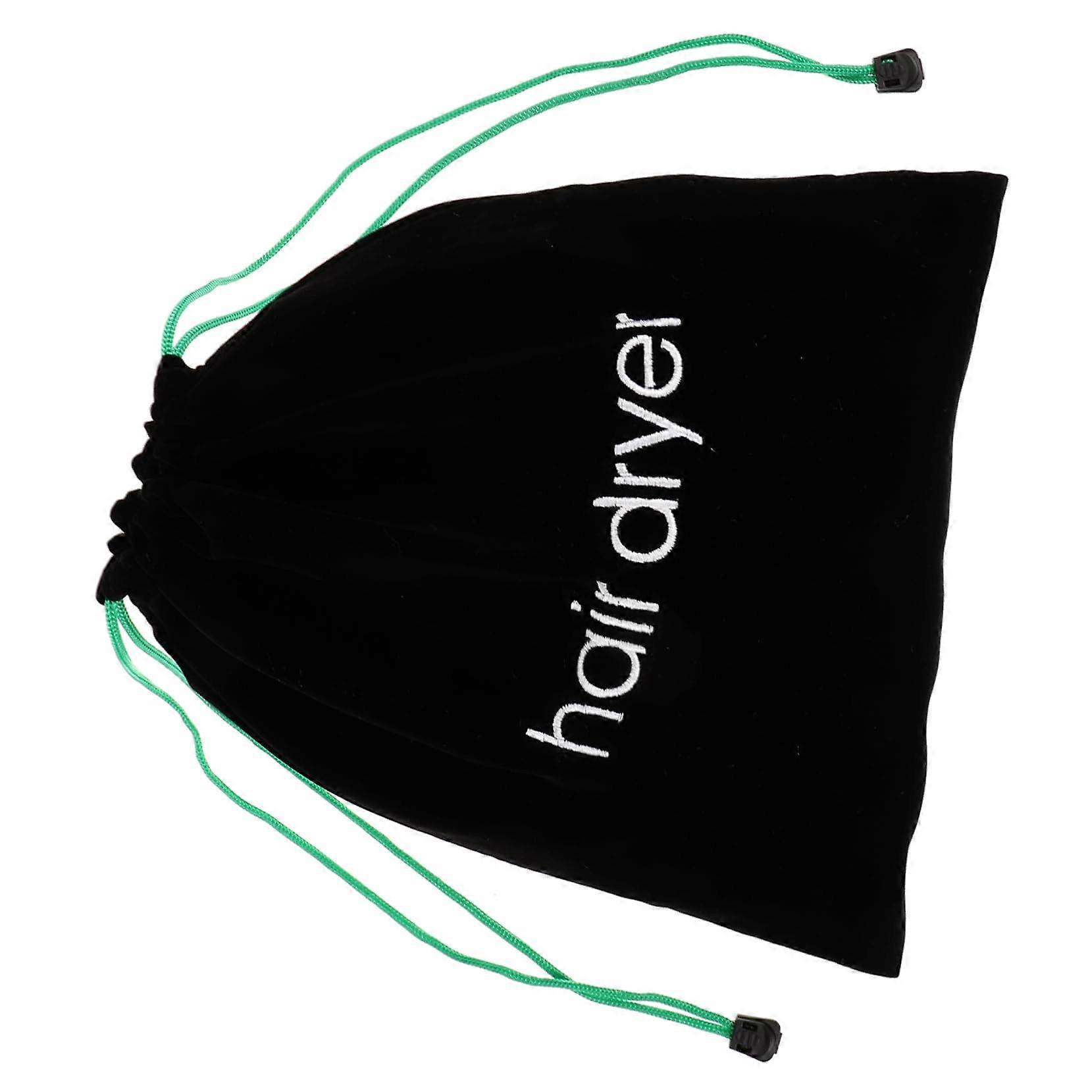Hair Dryer Storage Bag Canvas Travel Organizer With Drawstring Pouch Black With Green Cord 1Pack SpaceSaving