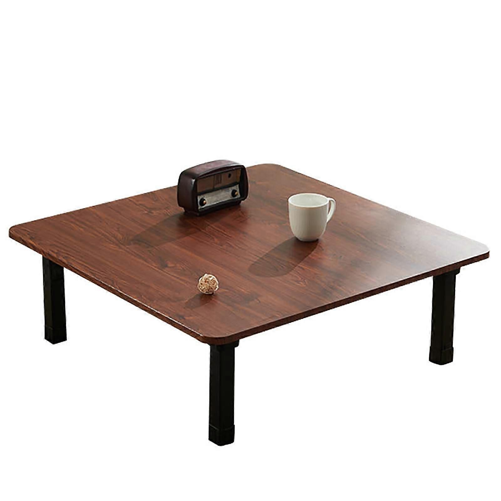 Folding Table Chabudai Wood Low Floor Foldable Round And Square Black 27.5Inch Dining Coffee Table