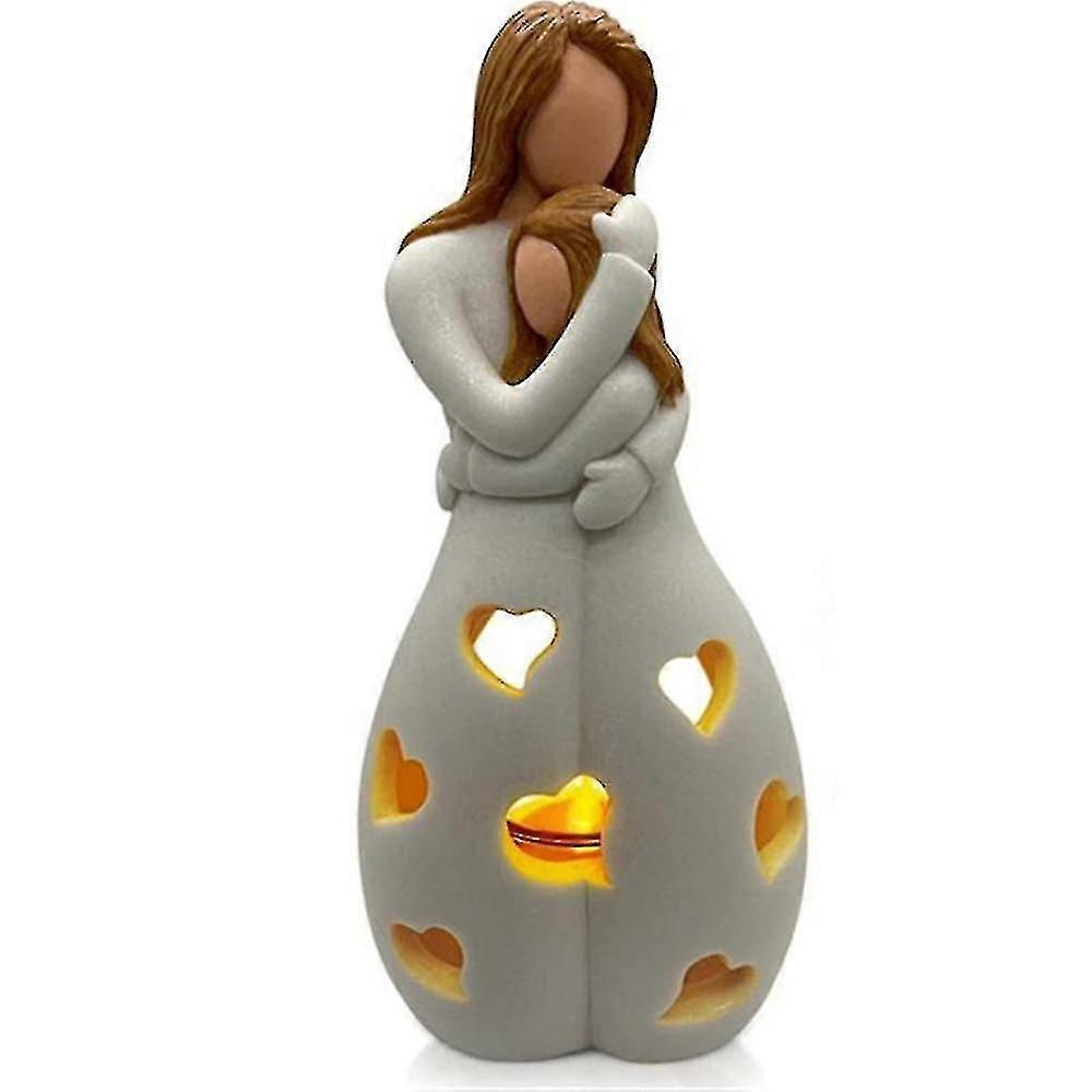 ママハグ娘キャンドルホルダー樹脂装飾像装飾品Led付き