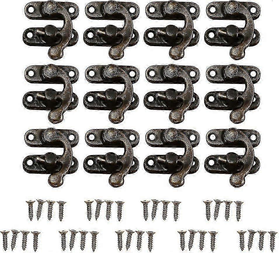 12x العتيقة النحاس الزخرفية غلق بمشبك مجوهرات صندوق خشبي النبيذ هدية قفل مع مسامير