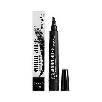 2 stuks wenkbrauwpotloden, zwart, met vier punten, natuurlijke kleur, glad, draagbaar voor dagelijkse make-up