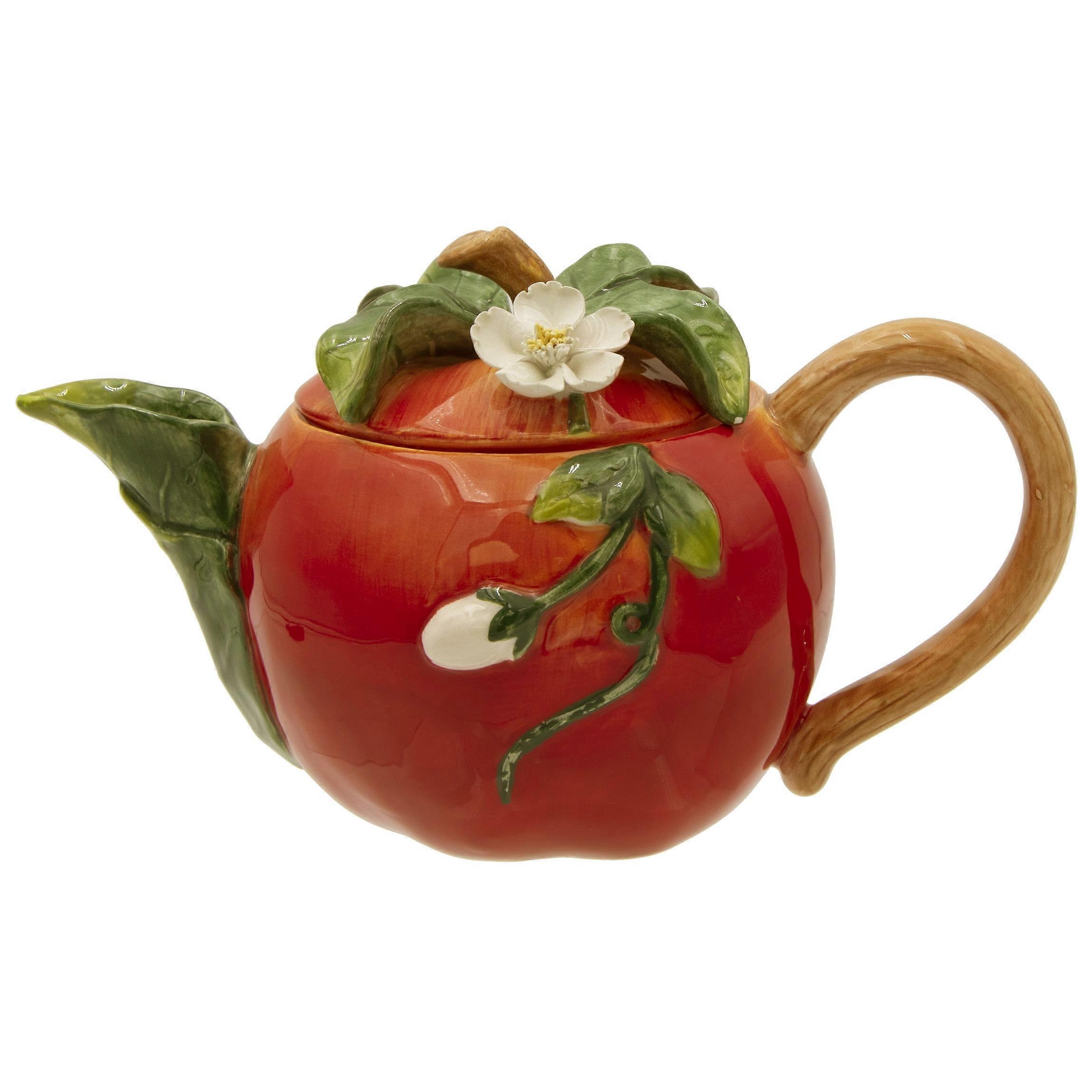 Ceramic "Orchard In Bloom" compatible with Apple Shaped 16oz Teapot - Red