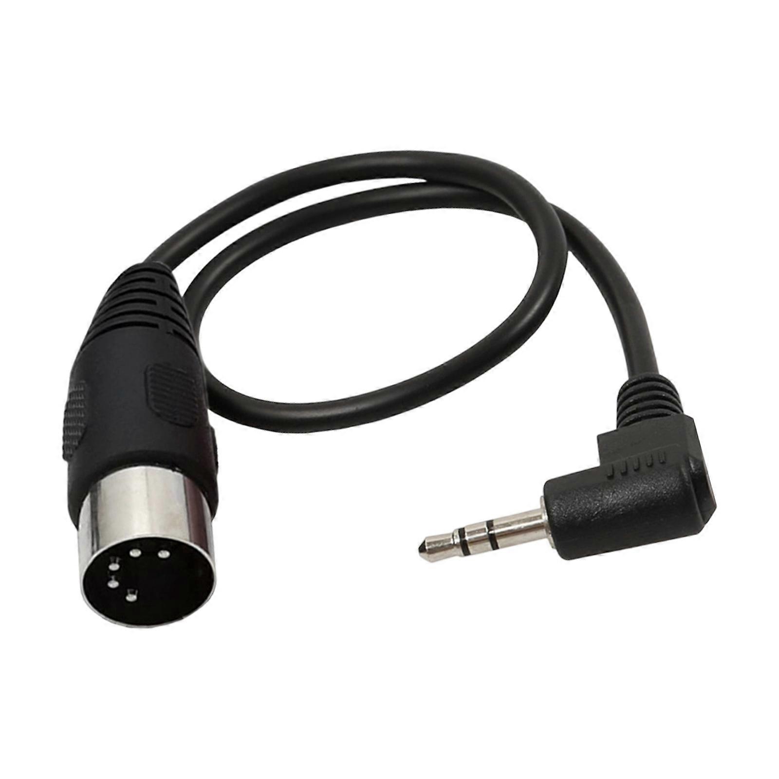 Durability Right Angle 3.5mm Auditory to DIN5P 5Pin Adapter Cord Plugs Play Functionality for Electronic Instrument Multicolor