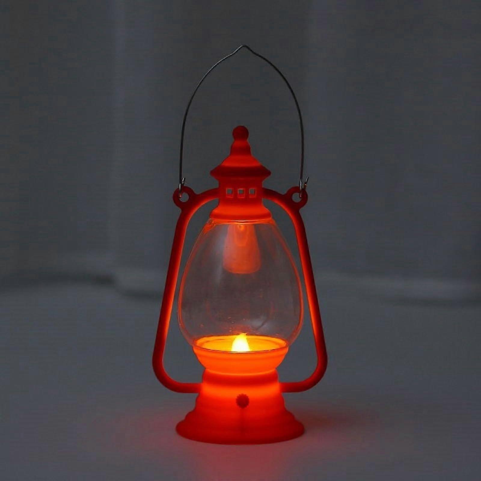 Retro Horse LED Lantern with Electronic Candle, Nostalgic Kerosene Style Decorative Light, Red