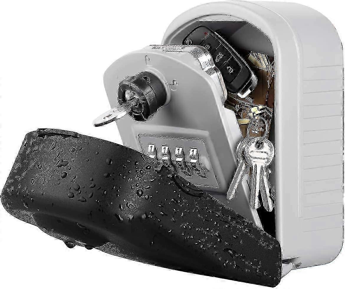 Secure Key Box Large Key Box With Code and Emergency Keys Waterproof Wall-mounted Key Box With Outdoor Protective Cover Gray