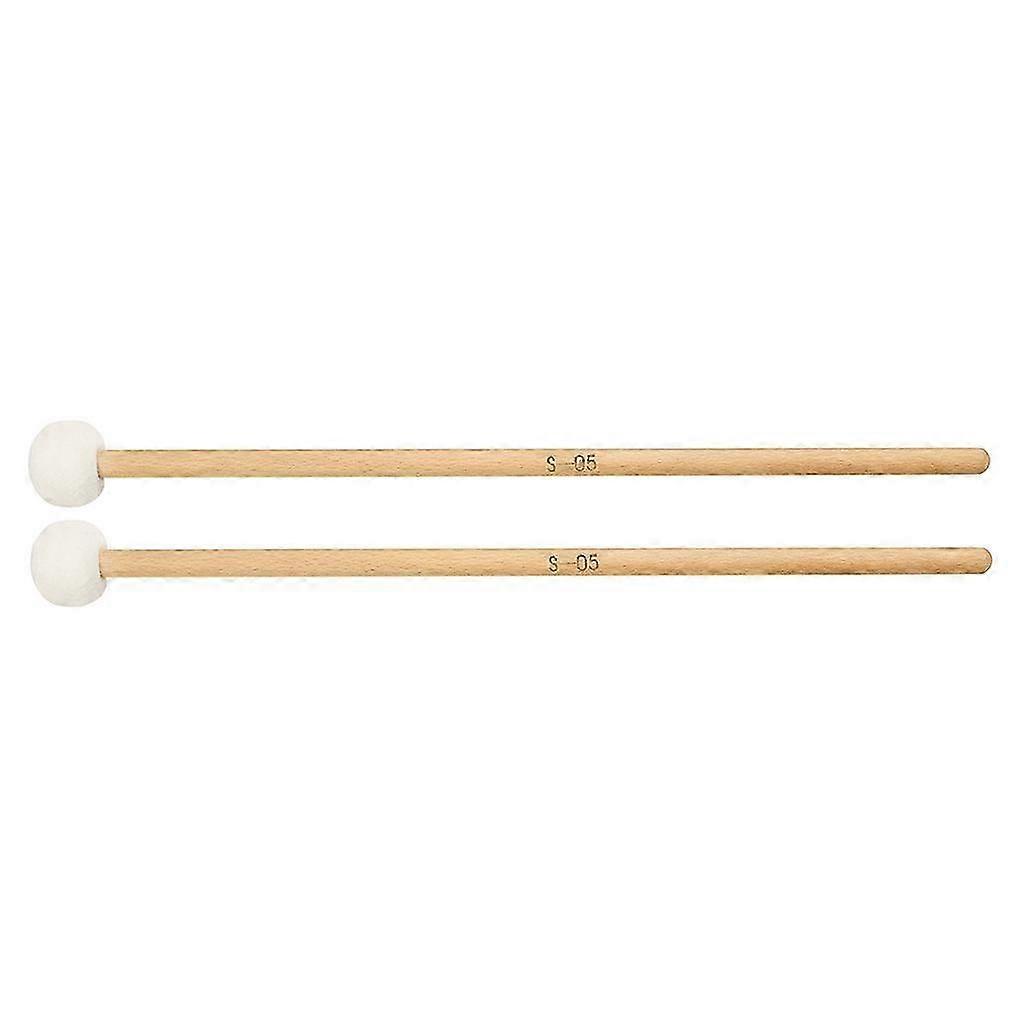 2 Pcs Maple Handle Mallet Timpani Stick Felt Mallet Drum Cymbal Gong Mallet
