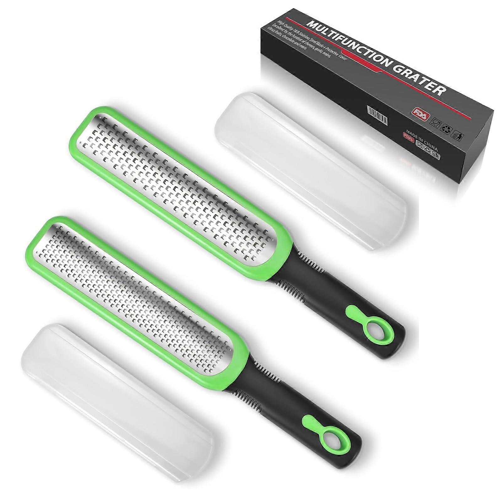 Kitchen Grater and Lemon Zester Set of 2, Stainless Steel Handheld Cheese Garlic Ginger Tools with NonSlip Handle and Protective Cover