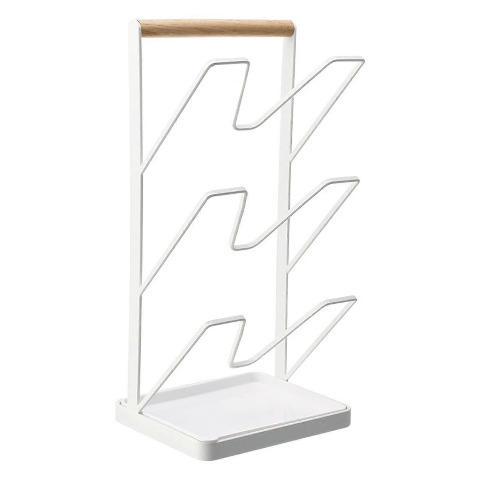 Kitchen Storage Rack Wall Mounted Organizer NoDrill SpaceSaving Pot Lid Utensil Holder White