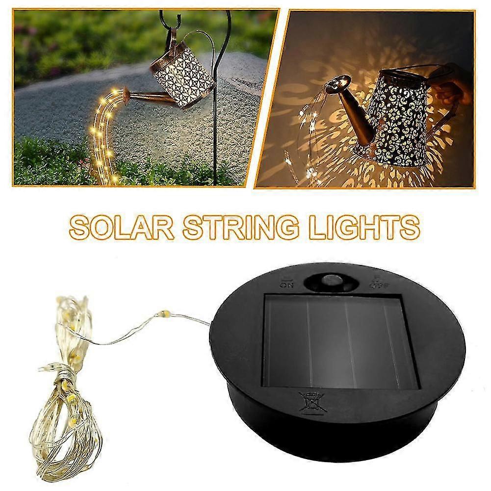 Solar light replacement watering can top with string lights