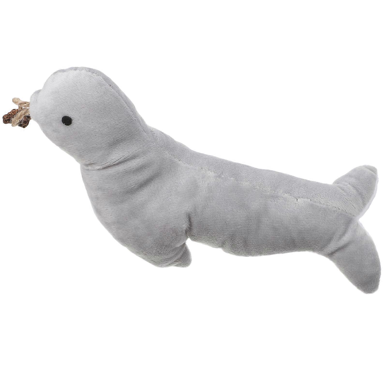 Catnip Plush Cat Pillow Toy for Interactive Play Soft Grey Material