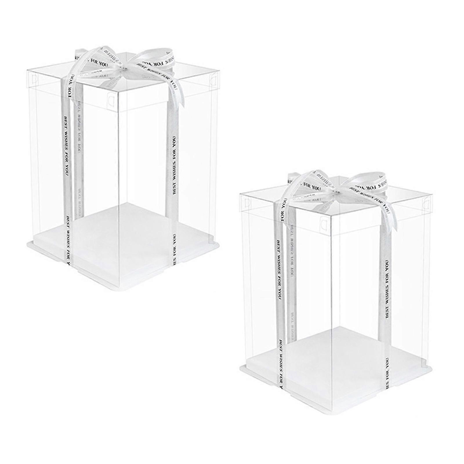 Transparent Cake Box 2Pcs for Cake Storage Food Grade Clear Gift Boxes