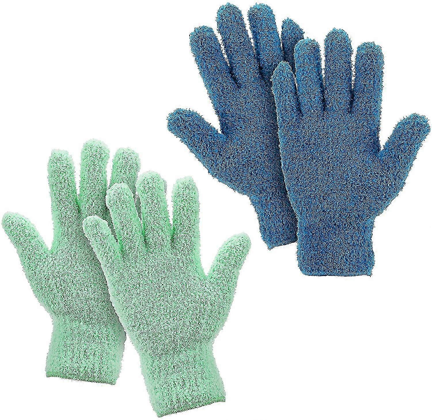 2 Pairs Microfiber Dusting Gloves Flexible And Convenient No Shedding Dust Cleaning Glove Wipes