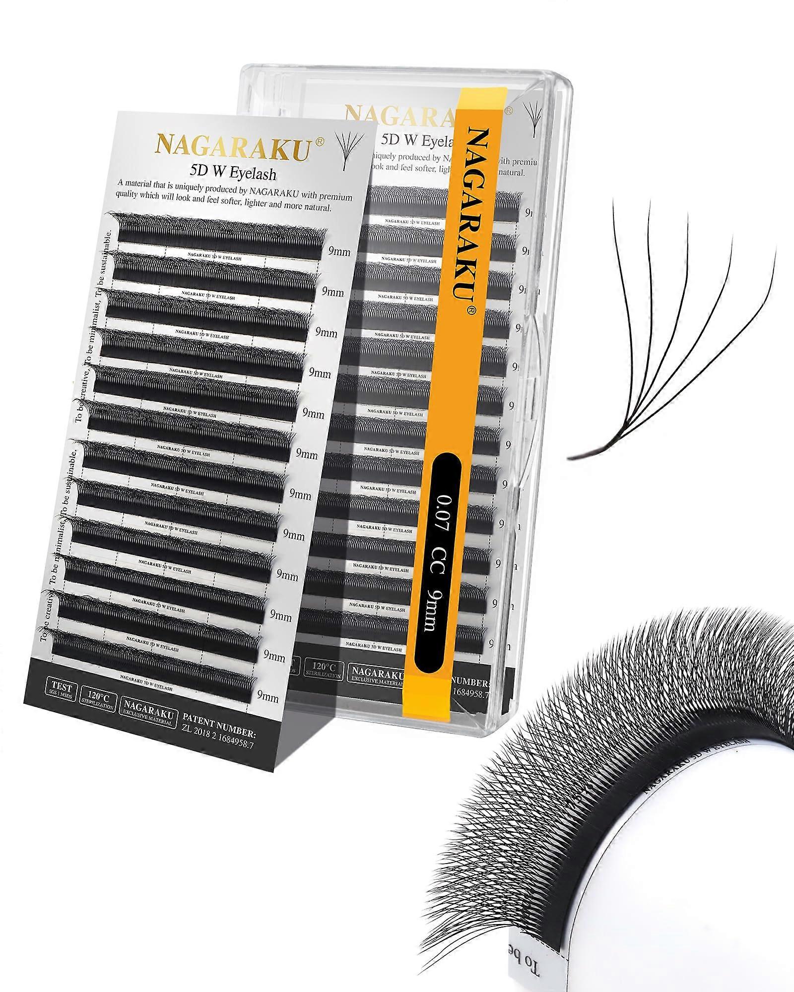 5D W Shape Eyelash Extensions 0.07mm CC Curl 9mm Premade Volume Fans Faux Mink Natural Fluffy