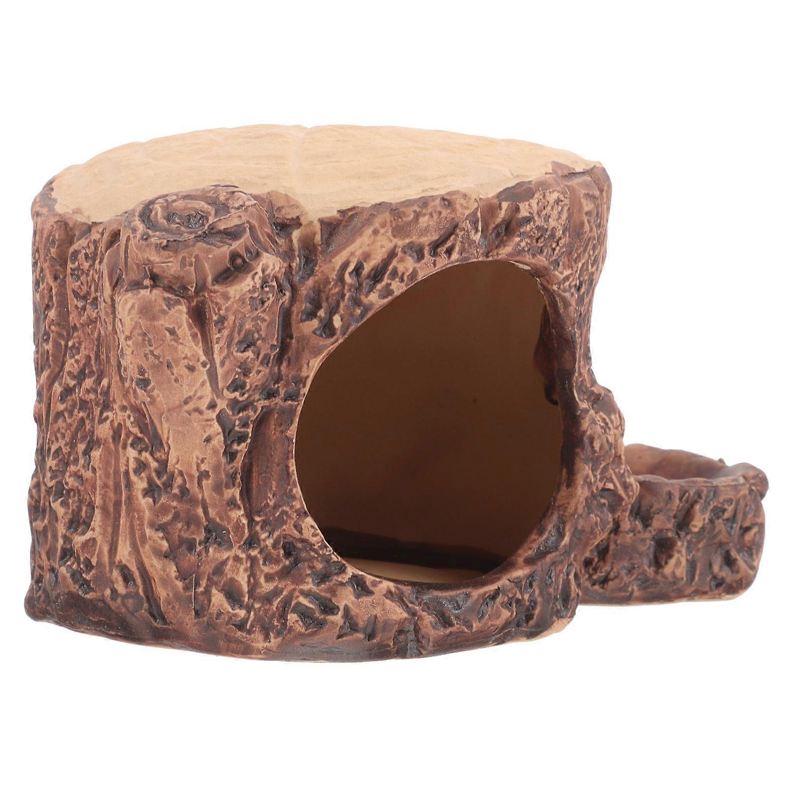 Hamster Hideout Ceramic for Cooling Nest Light Brown Pet House