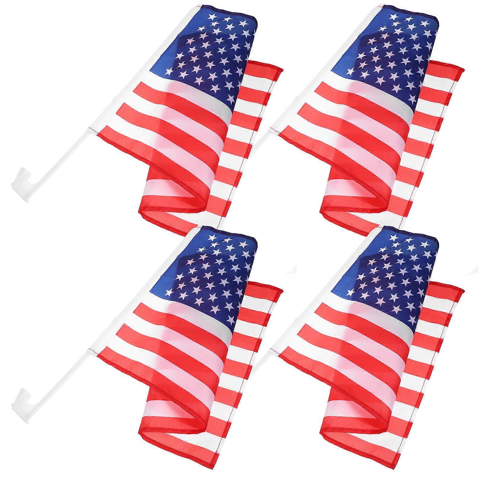 American Car Flag Window Attachment Weather Resistance Rectangular Multi 4Pcs
