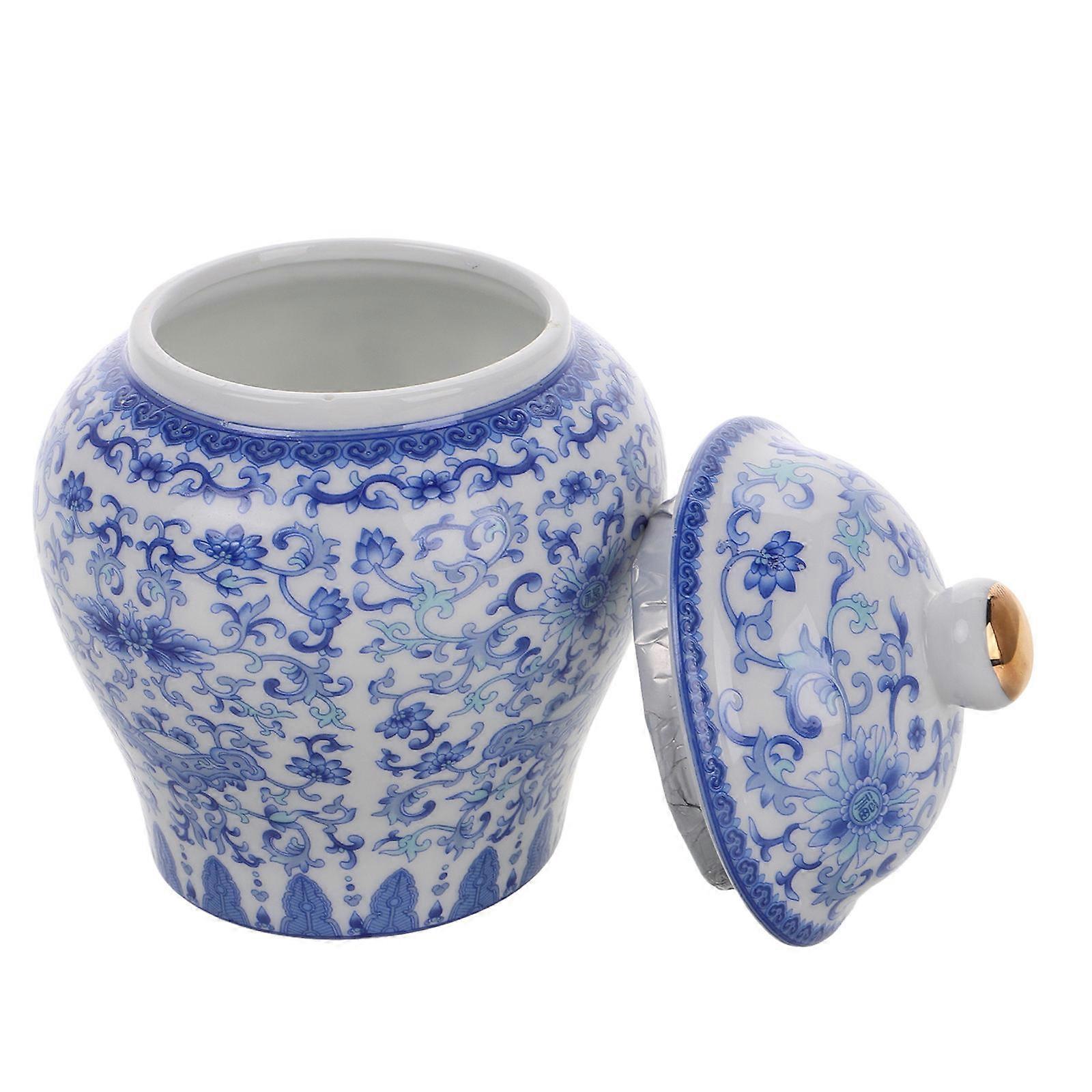 Traditional Chinese Ceramic Tea Canister for Multi-Use Storage