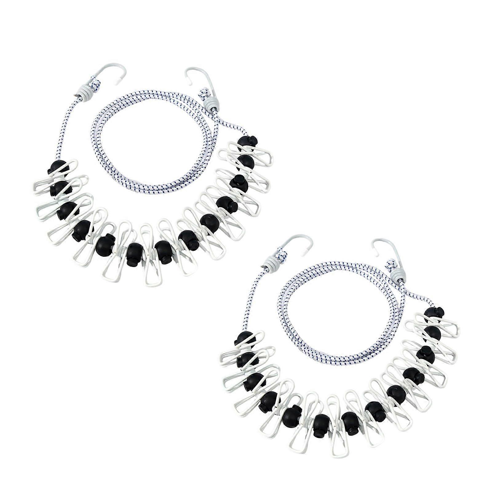 Portable Clothesline with Clips, Foldable SpaceSaving Design, RustCoated Hooks for Travel and Camping