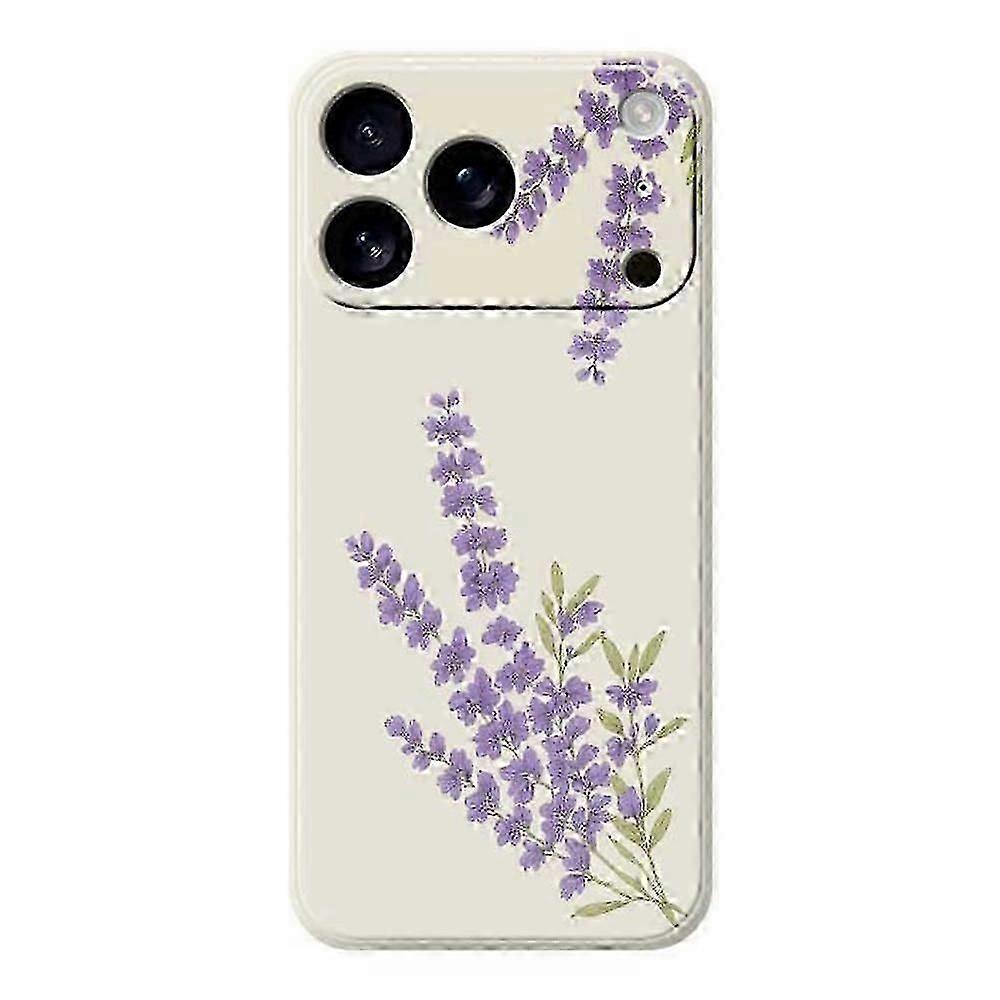 Compatible iPhone 17 Pro Max Case Lavender Pattern Printing Straight Edge TPU Phone Back Cover