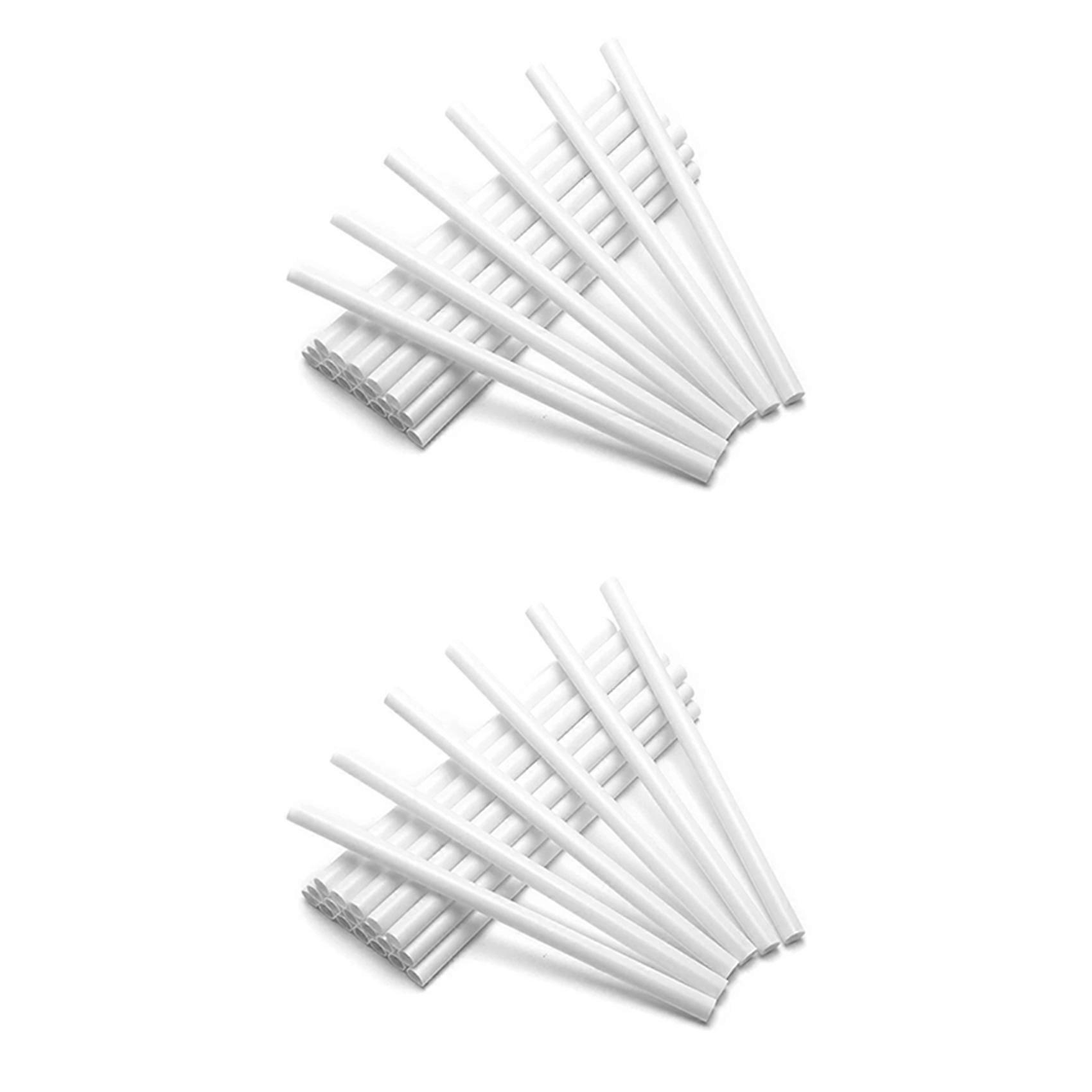 Conjunto de 100 varetas de plástico brancas para montagem e empilhamento de bolos de vários andares (0,4 polegadas de diâmetro, 9,5 polegadas de comprimento).